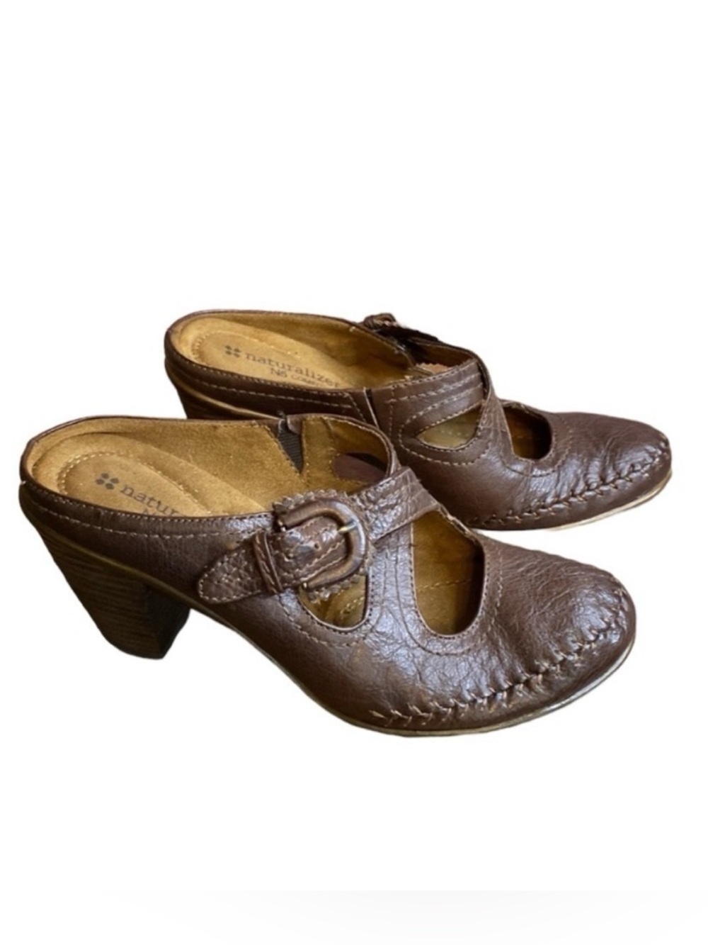 Naturalizer N5 Comfort Quantina Mary Jane Leather Buckle Clog Size 6.5